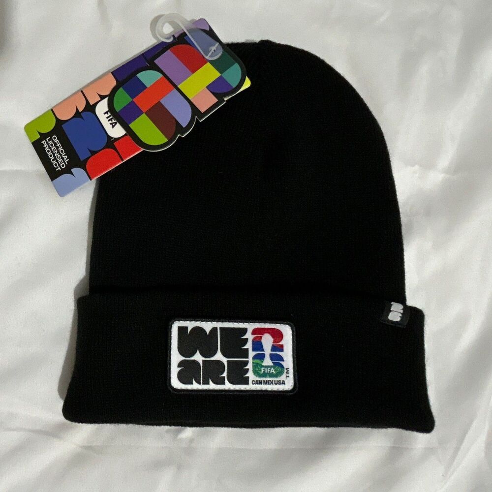 FIFA Officially Licensed Soccer Black Beanie Knit Hat FIFA World Cup